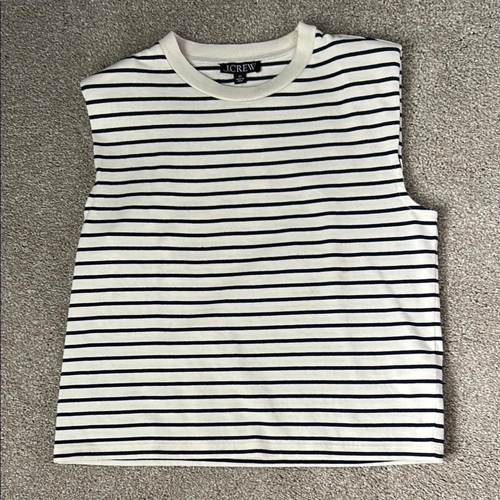 J. Crew Navy and Cream Striped Tank
